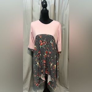 Floral Pink and Black Women's Top